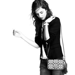 Coach Black Signature Monogram Legacy Penny Shoulder Purse 👜